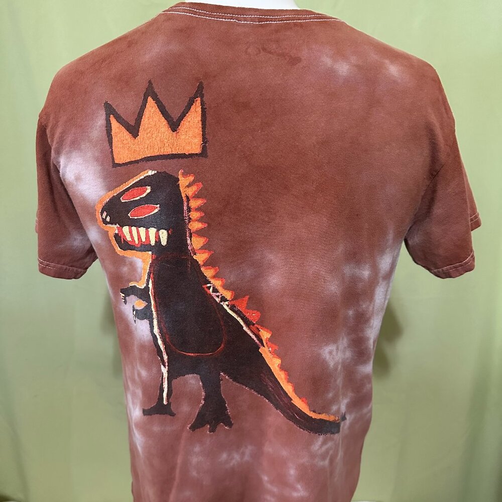 Jean Michel Basquiat Dragon T Rex Design Tye Dye Orange Men's T Shirt Size Mediu